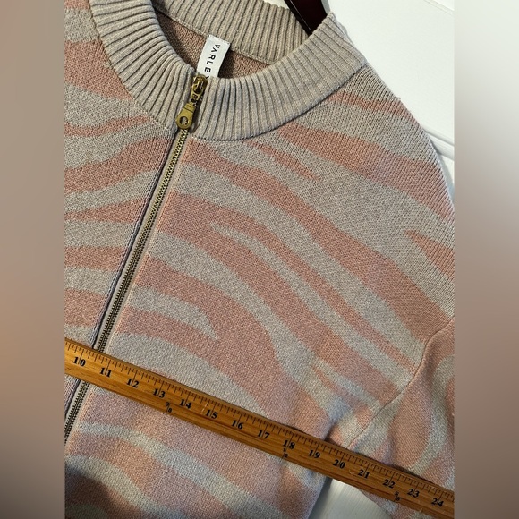 Varley ANTHROPOLOGIE XS MERINO WOOL Mayberry Full Zip Blush Tunic Animal Print - Picture 12 of 16